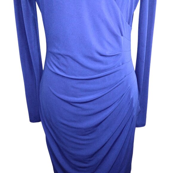 CALVIN KLEIN BLUE WRAP DRESS - SIZE 8 - Picture 2 of 3